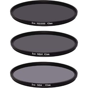 ICE 43mm Slim ND Filter Set ND1000 ND64 ND8 Neutral Density 43 10, 6, 3 Stop Optical Glass