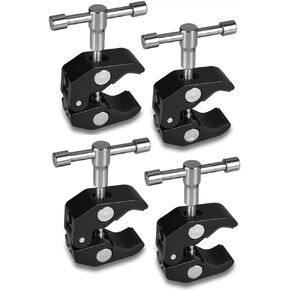 Super Clamp - 4 Pack with 1/4 and 3/8 Thread Crab Clamps for DSLR Rig Camera Monitor LED Light Microphones Photography