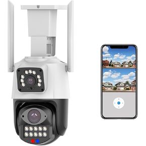 SECUEYE APP 4MP Dual Lens Camera 2K WiFi Wired Pan/Tilt/Zoom Auto Tracking Human Detection Color Night Outdoor Security IP65 Waterproof 24/7 Recording (C21-CN)