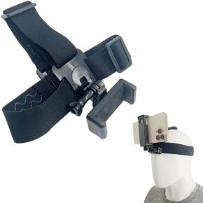 Head Mounted Phone Holder Adjustable Head-Mounted Camera Holder for Cell Phones Head Mount Strap Bracket for First-Person View Video Shooting Compatible with Most Mobile Phones and Cameras (4"-7")