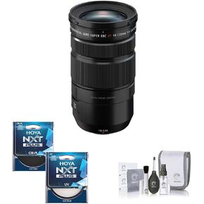 Fujifilm XF 18-120mm f/4 LM PZ WR Lens, Black with Hoya NXT Plus 72mm 10-Layer HMC Multi-Coated UV and CPL Lens Filters, Cleaning Kit