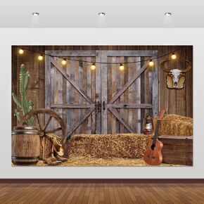 Chloroplastid Western Cowboy Backdrop 7x5ft Western Party Decorations Wild West Saloon Rodeo Barn Photography Background Cowboy Theme Birthday Party Decor Banner Photoshoot Supplies