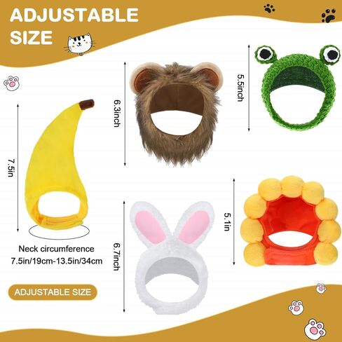 Weewooday 5 Pcs Cat Hat, Lion, Frog, Rabbit, Sunflower, Banana in Kuwait