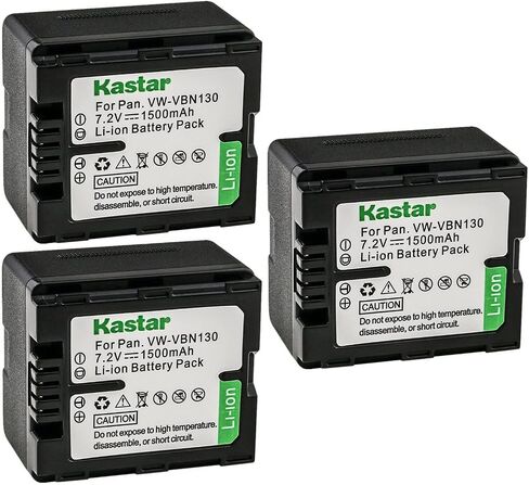 Kastar 3-Pack Battery VW-VBN130 Replacement for Panasonic HDC-SD800GK, HDC-SD800GK-3D, HDC-SD800K, HDC-SD800P, HDC-SD900, HDC-SD909, HDC-TM900, HDC-TM900GK, HDC-TM900GK-3D Camera in Saudi Arabia