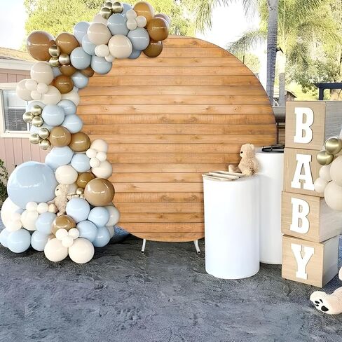 7.2FT Wood Grain Round Arch Backdrop Cover for 7/7.2ft Circle Stand, Wrinkle Free Circle Arch Background Cover, Vintage Wood Texture Wall Round Backdrop for Wedding Photography Birthday Baby Shower in Saudi Arabia