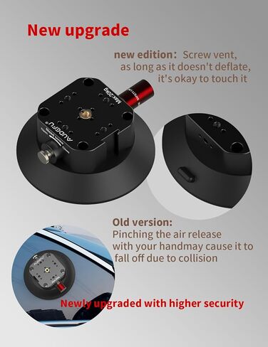 حامل كأس شفط للكاميرا 4.5 بوصة، حامل كأس شفط مع فتحة براغي 1/4 بوصة و3/8 بوصة مثبتة على جسم السيارة أو القارب أو النافذة أو السلس مع كاميرات الحركة وكاميرات DSLR in Kuwait