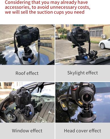 حامل كأس شفط للكاميرا 4.5 بوصة، حامل كأس شفط مع فتحة براغي 1/4 بوصة و3/8 بوصة مثبتة على جسم السيارة أو القارب أو النافذة أو السلس مع كاميرات الحركة وكاميرات DSLR in Kuwait