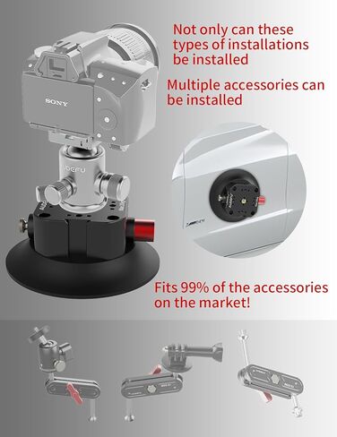 حامل كأس شفط للكاميرا 4.5 بوصة، حامل كأس شفط مع فتحة براغي 1/4 بوصة و3/8 بوصة مثبتة على جسم السيارة أو القارب أو النافذة أو السلس مع كاميرات الحركة وكاميرات DSLR in Kuwait