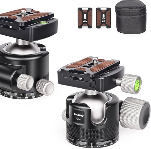 INNOREL 44mm Low Profile Camera Tripod Ball Head, CNC Metal Heavy Duty 360 Panoramic Tripod Head Compatible with Arca 1/4" Quick Release Plate for Tripod Monopod DSLR Camera Camcorder, 55lbs/25kg in Kuwait