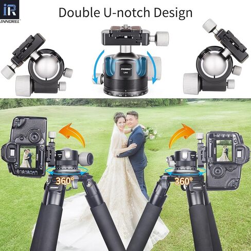 INNOREL 44mm Low Profile Camera Tripod Ball Head, CNC Metal Heavy Duty 360 Panoramic Tripod Head Compatible with Arca 1/4" Quick Release Plate for Tripod Monopod DSLR Camera Camcorder, 55lbs/25kg in Kuwait