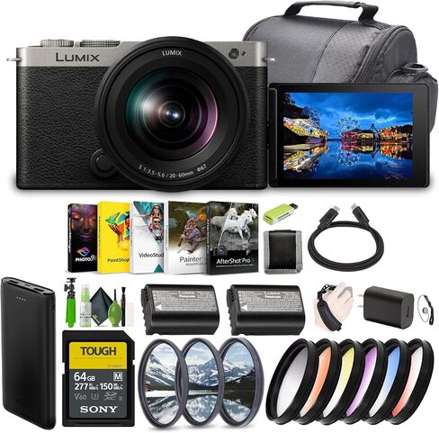Panasonic LUMIX S9 Mirrorless Full Frame Compact Camera with 20-60mm F3.5-5.6 L Mount Lens for Content Creators - Silver -Bundle with 64GB UHS-II SDXC Memory Card + Filter Kit and More Accessories in Saudi Arabia