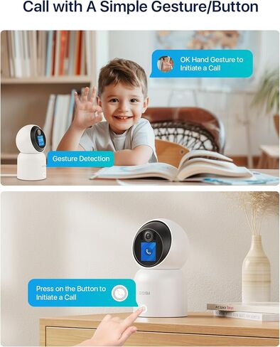 ZOSI 4K Indoor Security Camera with 2 Way Video, One-Touch Call, Smart Human Detection, C519M8 8MP Baby/Pet Dog Monitor, 360° View Pan/Tilt Home Security Cam, 2.4/5GHz WiFi, Cloud & SD Card Storage in Saudi Arabia