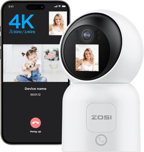 ZOSI 4K Indoor Security Camera with 2 Way Video, One-Touch Call, Smart Human Detection, C519M8 8MP Baby/Pet Dog Monitor, 360° View Pan/Tilt Home Security Cam, 2.4/5GHz WiFi, Cloud & SD Card Storage in Saudi Arabia