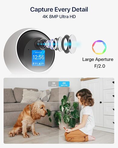 ZOSI 4K Indoor Security Camera with 2 Way Video, One-Touch Call, Smart Human Detection, C519M8 8MP Baby/Pet Dog Monitor, 360° View Pan/Tilt Home Security Cam, 2.4/5GHz WiFi, Cloud & SD Card Storage in Saudi Arabia