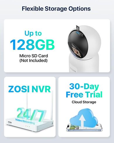 ZOSI 4K Indoor Security Camera with 2 Way Video, One-Touch Call, Smart Human Detection, C519M8 8MP Baby/Pet Dog Monitor, 360° View Pan/Tilt Home Security Cam, 2.4/5GHz WiFi, Cloud & SD Card Storage in Saudi Arabia