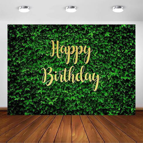 Avezano Green Leaves Happy Birthday Backdrop for Jungle Safari Birthday Party Decorations Banner Nature Green Grass Wall Birthday Party Photoshoot Photobooth Photography Background(7x5ft) in Saudi Arabia