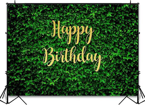 Avezano Green Leaves Happy Birthday Backdrop for Jungle Safari Birthday Party Decorations Banner Nature Green Grass Wall Birthday Party Photoshoot Photobooth Photography Background(7x5ft) in Saudi Arabia