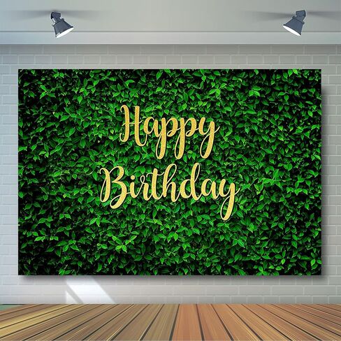 Avezano Green Leaves Happy Birthday Backdrop for Jungle Safari Birthday Party Decorations Banner Nature Green Grass Wall Birthday Party Photoshoot Photobooth Photography Background(7x5ft) in Saudi Arabia