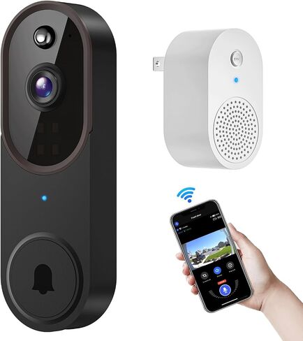 1080p Wireless Video Doorbell Camera, Chime Ringer Included, Live View, 2-Way Audio, AI Human Detection, 2.4G WiFi, Night Vision, Cloud Storage, Battery Powered, Indoor Outdoor Surveillance in Saudi Arabia
