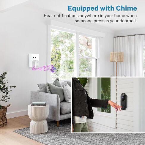 1080p Wireless Video Doorbell Camera, Chime Ringer Included, Live View, 2-Way Audio, AI Human Detection, 2.4G WiFi, Night Vision, Cloud Storage, Battery Powered, Indoor Outdoor Surveillance in Saudi Arabia