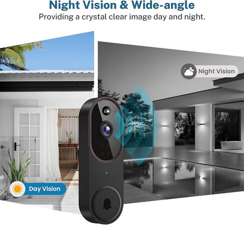 1080p Wireless Video Doorbell Camera, Chime Ringer Included, Live View, 2-Way Audio, AI Human Detection, 2.4G WiFi, Night Vision, Cloud Storage, Battery Powered, Indoor Outdoor Surveillance in Saudi Arabia