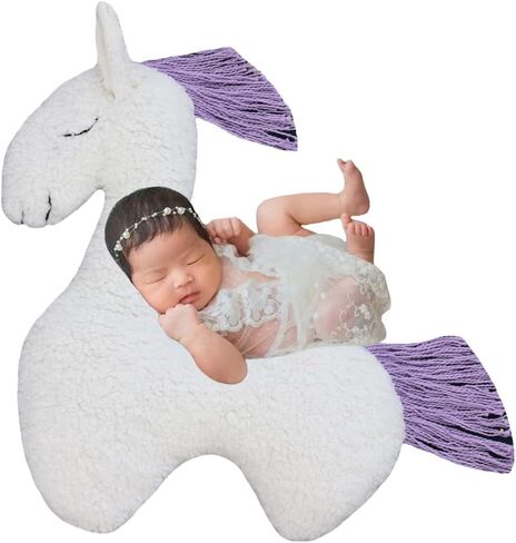 وسادة تصوير لحديثي الولادة من Pose Props، إكسسوارات مساعدة للصور للأولاد والبنات (أبيض أرجواني) in Kuwait