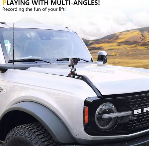حامل حامل كاميرا GoPro Action لعام 2021 2022 2023 2024 Ford Bronco 2/4 ملحقات خارجية للباب، غطاء محرك السيارة، مشاهد جانبية، مقبض تحرير 360 درجة قابل للتعديل باللون الأسود مع حامل كروي in Kuwait