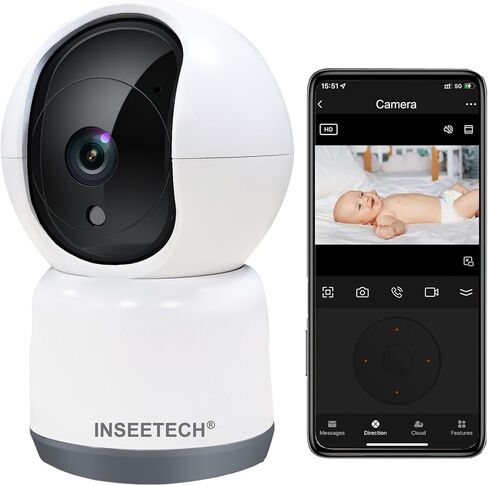 كاميرا أمان واي فاي 5 جيجا هرتز داخلية مع تطبيق Tuya الذكي، وكاميرا 2K 4MP Baby Pet Dog Cat، وكاميرا توصيل تكبير قابلة للإمالة، وكشف حركة AI وتتبع تلقائي، ورؤية ليلية، ومحادثة ثنائية الاتجاه in Kuwait