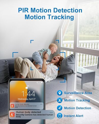 كاميرا أمان واي فاي 5 جيجا هرتز داخلية مع تطبيق Tuya الذكي، وكاميرا 2K 4MP Baby Pet Dog Cat، وكاميرا توصيل تكبير قابلة للإمالة، وكشف حركة AI وتتبع تلقائي، ورؤية ليلية، ومحادثة ثنائية الاتجاه in Kuwait