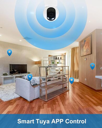 كاميرا أمان واي فاي 5 جيجا هرتز داخلية مع تطبيق Tuya الذكي، وكاميرا 2K 4MP Baby Pet Dog Cat، وكاميرا توصيل تكبير قابلة للإمالة، وكشف حركة AI وتتبع تلقائي، ورؤية ليلية، ومحادثة ثنائية الاتجاه in Kuwait