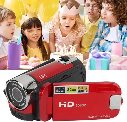 Digital Camera, FHD 1080P 16MP Vlogging Camera with 2.4in Flip Screen, 16X Digital Zoom, Flash & 1020mAh Battery, Compact Video Camera for Kids, Teens, Beginners, Support 32GB in Saudi Arabia