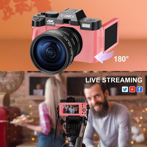 Digital Cameras for Photography, Video Camera for Vlogging, Vlogging Camera for YouTube, Small Camera with 32GB TF Card.Wide-Angle & Macro Lens (13MP Pixels can be Interpolated to 48MP) in Saudi Arabia
