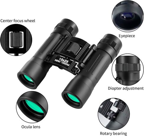 10x25 Binoculars for Adults, High Powered Mini Pocket Binoculars, Waterproof Compact Binoculars for Bird Watching, Hunting, Concert, Theater, Opera, Traveling, Sightseeing in Saudi Arabia