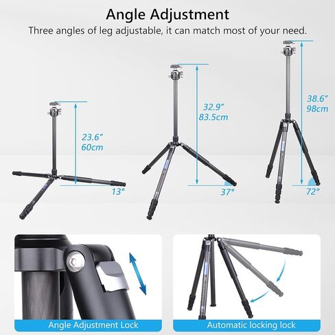 Camera Tripod Carbon Fiber Tripod Monopod with 46mm Low Profile Ball Head ARTCISE Professional Lightweight Tripod for DSLR Camera, Video Camcorder, Max Load 55lbs(Extra Gift:Magic Arm, Phone Clip) in Saudi Arabia