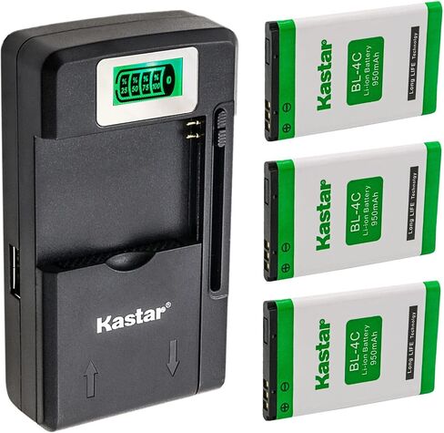 Kastar BL-4C Smart LCD Battery Charger Replacement for Lbook V3 V3+ light Olympia 2130 2203 Becco Plus Bella OMP80 Vivitar BL-4C Praktica CDV 1.0 Autocamera Vivitar DVR-1080 HD in Saudi Arabia