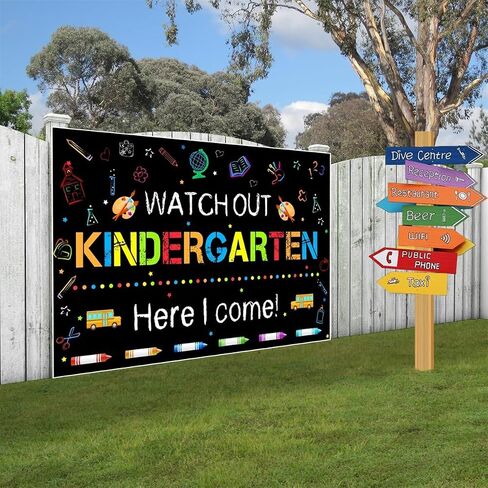 8x6FT Kindergarten Back to School Backdrop, Blackboard Painting Graffiti School Photo Backdrop, Kids First Day in Kindergarten Classroom Party Decoration Banner, Polyester Fabric in Saudi Arabia