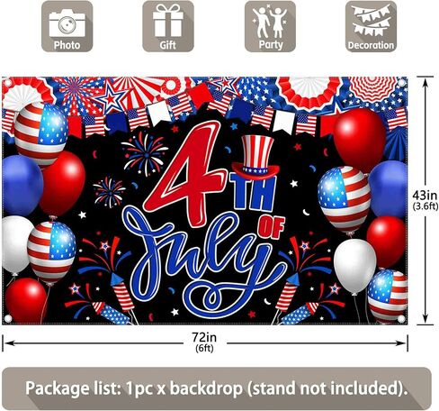72x43inch Independence Day Photography Backdrop 4th of July American Stars Stripes Background Veterans Patriotic Memorial Day Party Decor Photo Banner in Saudi Arabia