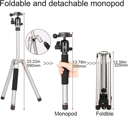 حامل ثلاثي محمول صغير الحجم OBO N2+B200 مع رأس دوار 360 درجة للكاميرا الرقمية (فضي) in Kuwait