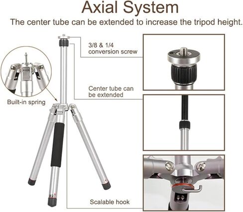 حامل ثلاثي محمول صغير الحجم OBO N2+B200 مع رأس دوار 360 درجة للكاميرا الرقمية (فضي) in Kuwait