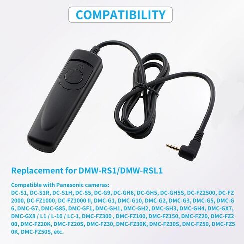 Shutter Release Cable Cord Wired Remote Control Switch compatible for Panasonic Lumix GX8 GX7 FZ2500 FZ2000 FZ1000 II FZ300 FZ100 FZ150 FZ200 FZ50 G5 G6 G7 G9 GH3 G85 GH6 GH5 GH5S replace DMW-RS1/RSL1 in Saudi Arabia
