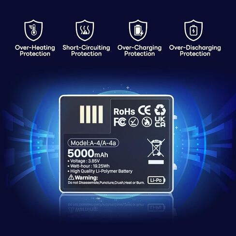 عبوتان من بطارية بديلة بقدرة 5000 مللي أمبير في الساعة لـ Arlo pro 4، إصدار جديد 2024 من بطارية ليثيوم عالية السعة، متوافقة مع كاميرا Arlo Pro 5/5S 2K/Arlo Pro 3/Pro 4/Ultra/Ultra 2 in Kuwait