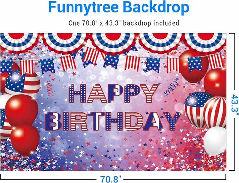 Funnytree 4th of July Happy Birthday Backdrop for Party American Flag Patriotic Balloons Photography Background National Independence Day Decoration Cake Table Banner Photo Booth Props in Saudi Arabia