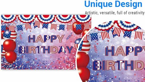 Funnytree 4th of July Happy Birthday Backdrop for Party American Flag Patriotic Balloons Photography Background National Independence Day Decoration Cake Table Banner Photo Booth Props in Saudi Arabia
