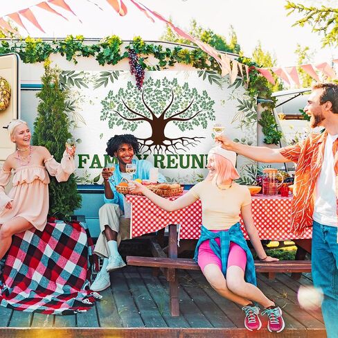 لافتة خلفية لم شمل العائلة، أوراق شجرة العائلة، مرحبًا بكم في أفراد عائلتنا، خلفية تصوير فوتوغرافي تجمع أوراق ذهبية خضراء، لوازم زينة الحفلات، لافتة صور دعائم كشك 6.5 × 3.7 قدم in Kuwait