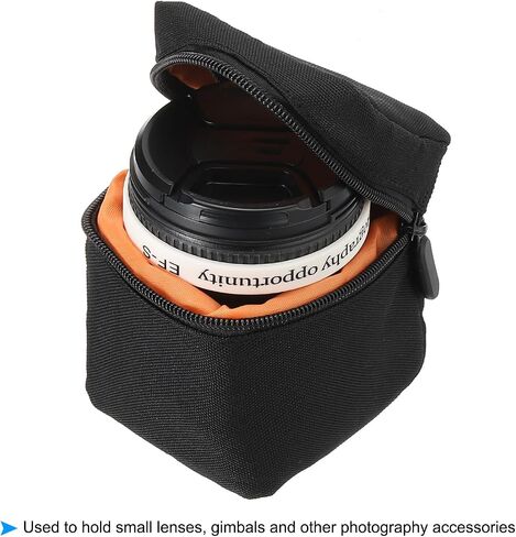 PATIKIL 80mm Camera Lens Case, DSLR Camera Lens Bag Water Resistant Protective Lens Pouch Holder Storage Container, Black in Saudi Arabia
