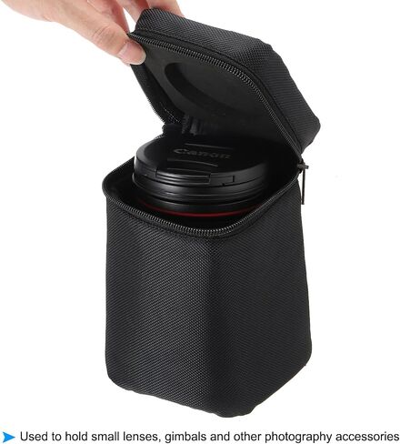 جراب عدسة الكاميرا 120 مم من PATIKIL، حقيبة عدسة كاميرا DSLR مقاومة للماء، حاوية تخزين وحامل للعدسات، أسود in Saudi Arabia