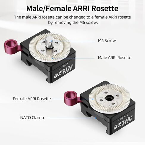 Nitze مشبك الناتو سريع التحرير مع ARRI Rosette، ذكر/أنثى ARRI Rosette قابل للتبديل - NF49-R1 in Saudi Arabia