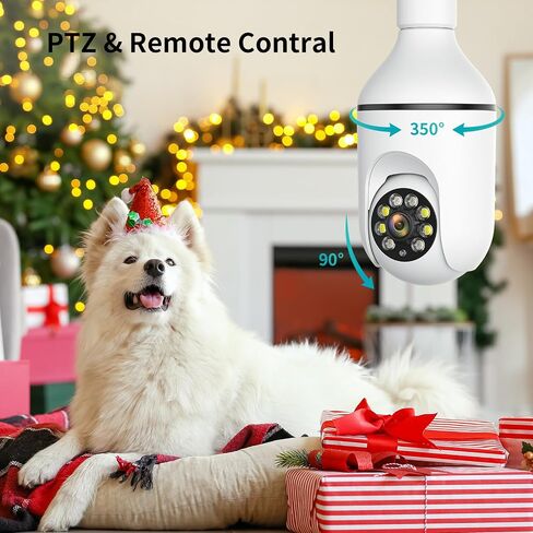 Light Bulb Security Camera, Dual-Band 360° Color Night Vision 2K Security Cameras Wireless Motion&Siren Alert Work with Alexa Camera for Outdoor/Indoor Home in Saudi Arabia