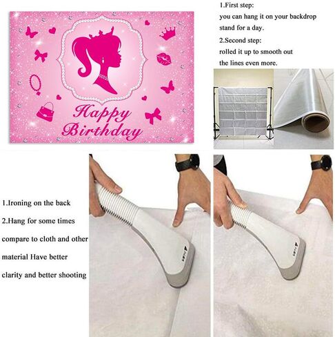 5x3FT Pink Princess Happy Birthday Shiny Backdrop Princess Theme Background Banner Beautiful Girl's Birthday Party Baby Shower Room Decoration Props in Saudi Arabia