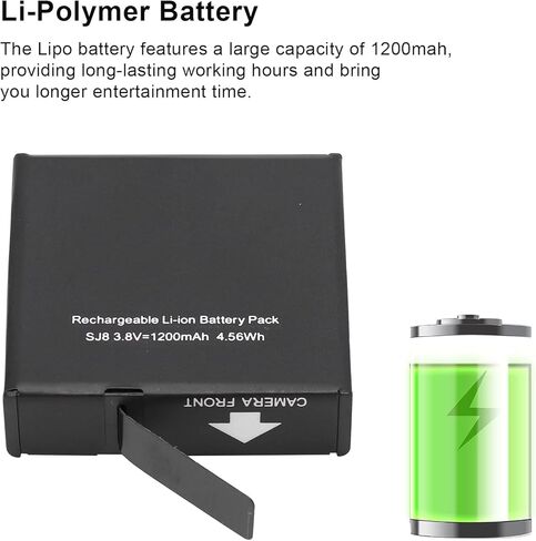 بطاريات وشواحن الكاميرا الرياضية Tbest، بطارية LiPolymer Lipo من سلسلة SJCAM SJ8 بقدرة 1200 مللي أمبير في الساعة لملحقات كاميرا SJCAM SJ8 Pro SJ8 Plus SJ8 Air Action in Kuwait